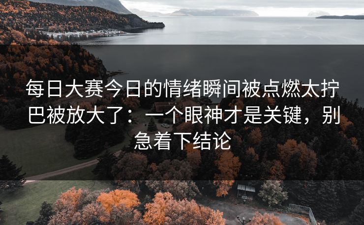 <strong>每日大赛</strong>今日的情绪瞬间被点燃太拧巴被放大了：一个眼神才是关键，别急着下结论